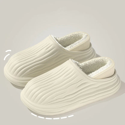 Winter Cotton Warm Non-Slip Thick Bottom Slides Soft Waterproof Slippers