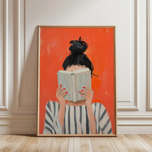 Reading woman art print  book poster feminine cozy wall art