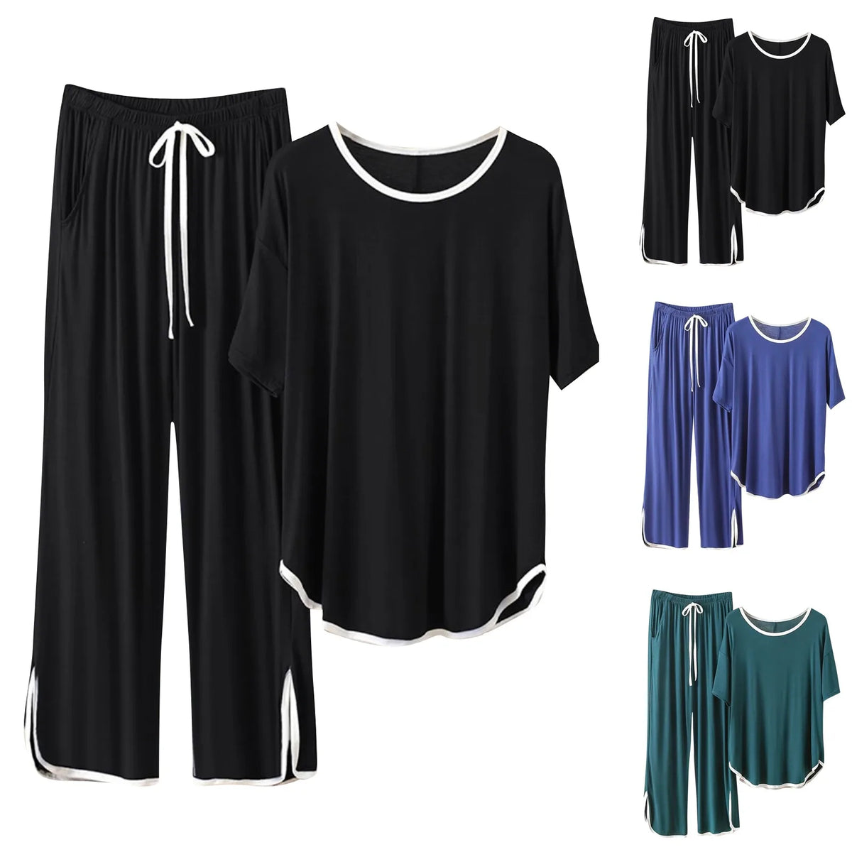 Sleep Lounge Short-Sleeve Cartoon Polyester Sleepwear Pajama Sets