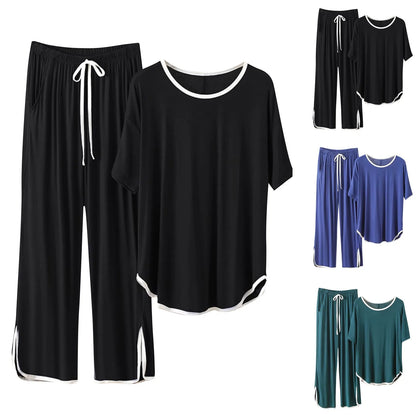 Sleep Lounge Short-Sleeve Cartoon Polyester Sleepwear Pajama Sets