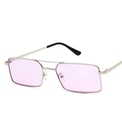 Square Alloy Metal Small Frame Double Bridge Sunglasses