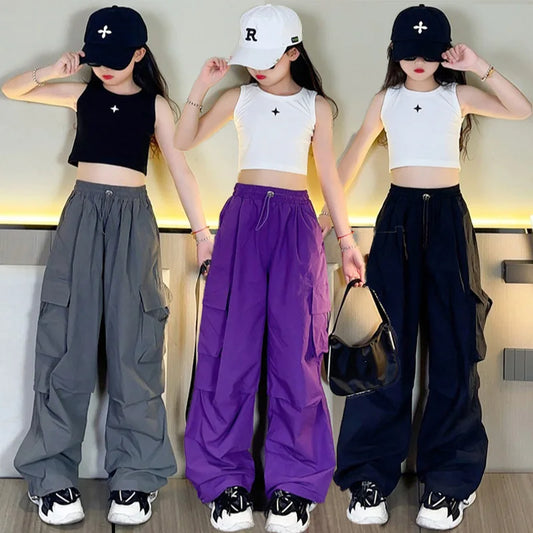 Girls Cargo Loose Workwear Lightweight Pants