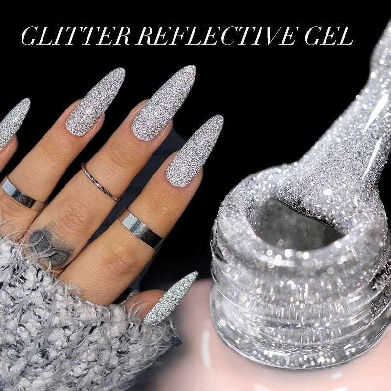 15ml Sliver Reflective Nail Gel Polish Shining Glitter