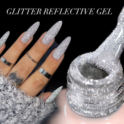 15ml Sliver Reflective Nail Gel Polish Shining Glitter