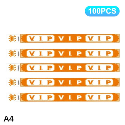 100pcs VIP Neon Paper Bracelets Waterproof Wristband