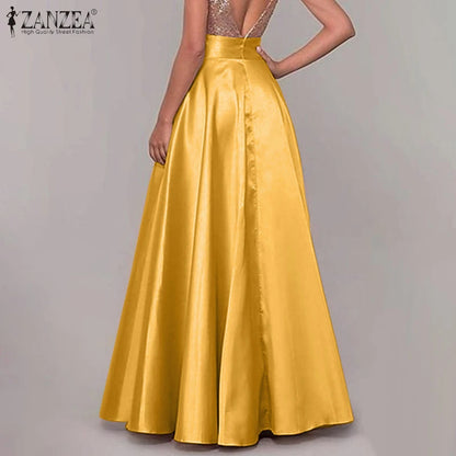 Satin Silk Black Maxi Long Skirts
