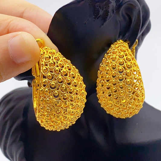 24K Gold Color Hoop Earrings