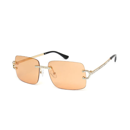 Rimless Square Vintage Diamond Sunglasses