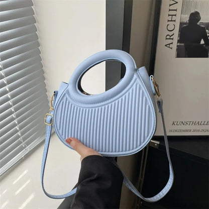 Chic Stripe Crossbody Elegant Synthetic Leather Handbag