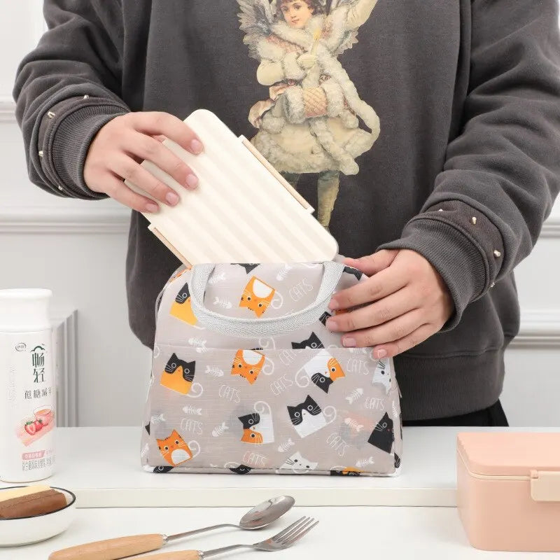 Cartoon Portable Insulated Thermal Heat Bento Bag Lunch Box