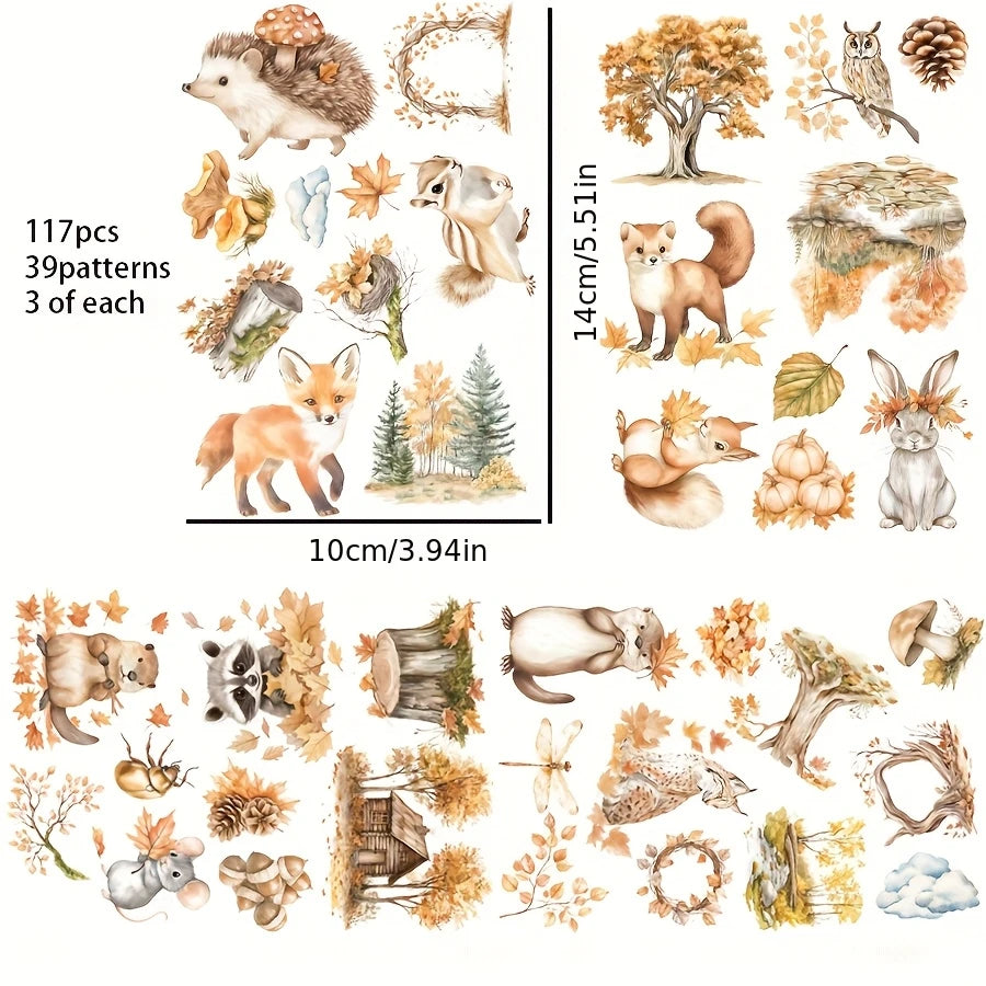 117pcs-144pcs Autumn Theme Stickers for Gift Wrapping Decor