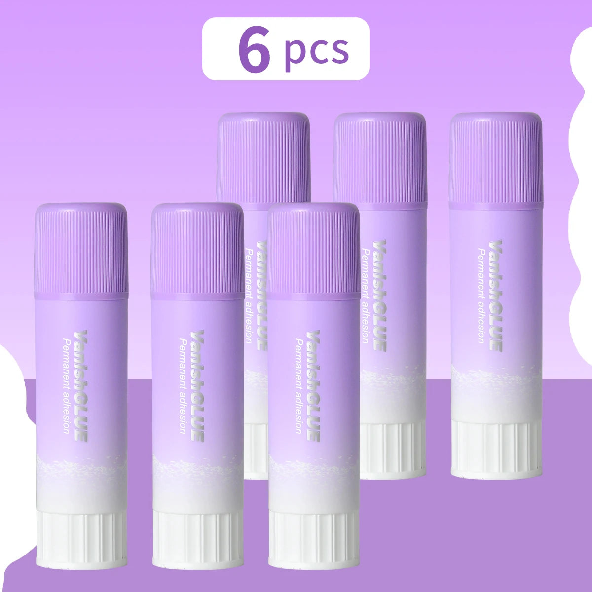 3/6/12pcs Purple School Glue Stick Disappearing Stationery School