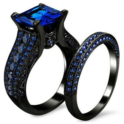 Charm Couple Romantic Purple Rhinestones CZ Rings Set