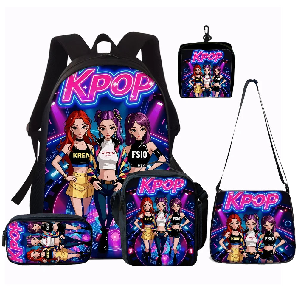 1-5pcs K-POP Group Print Backpack Set Lightweight Daily Large Capacity