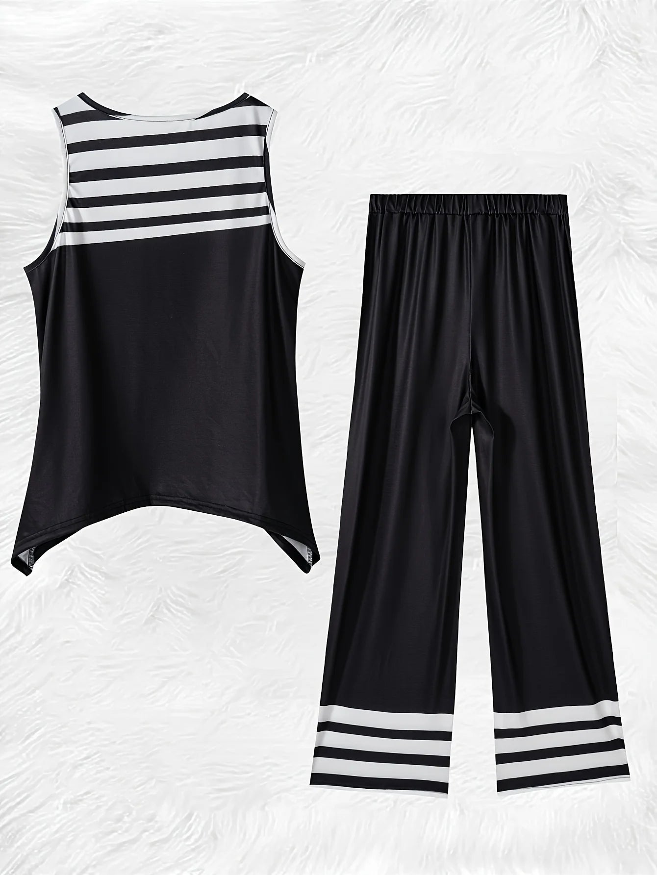 Printed Design Stripes Pattern pants suit