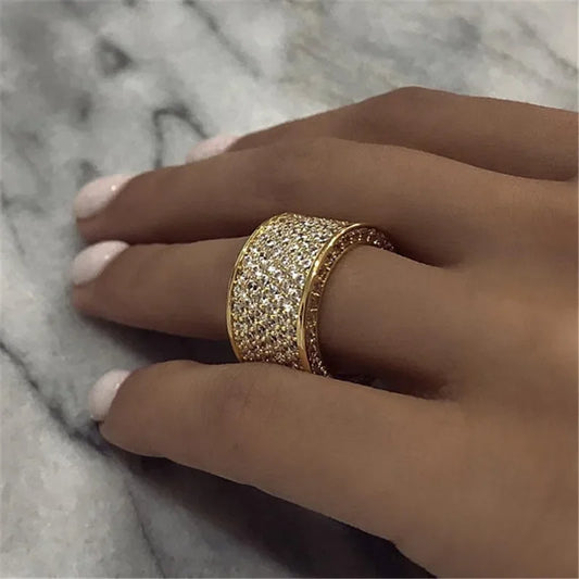 Luxury Wide CZ Sparkling Wedding Rings