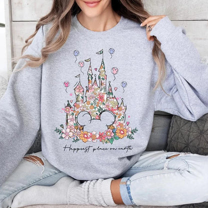 Floral Castle Vintage Castle Hoodie Happiest Place on Earth Pullover