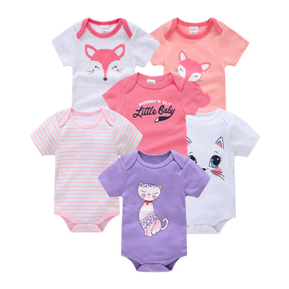 3/6 pcs Baby Girls Cotton Short Sleeve Toddler