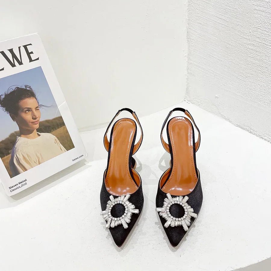 Silk High Heels Luxury Crystal Butterfly Shoes