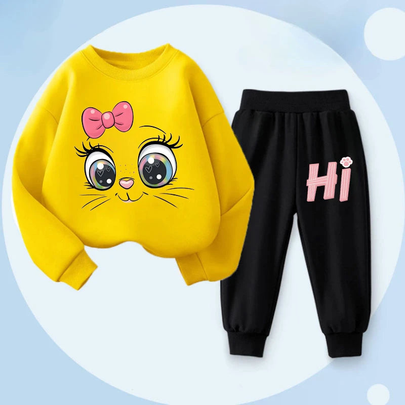 Long Sleeved Hoodies for Girls Spring Pullover Long Pant Sets
