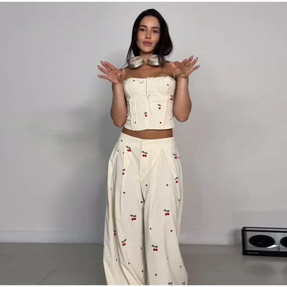 Sexy Print Vest Pants Beach Slash Set
