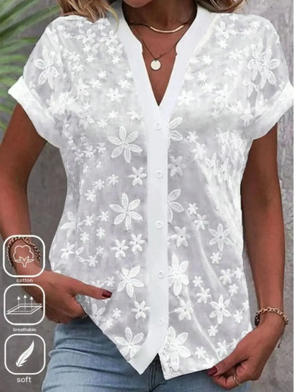 Eyelet Cut Embroidery Blouse