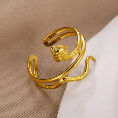 خواتم ثعبان من الفولاذ المقاوم للصدأ مطلية بالذهب 316L