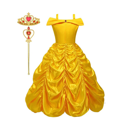Off Shoulder Yellow Princess Costume Cosplay Dress