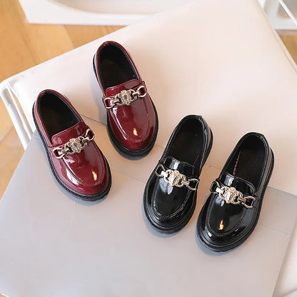 Leather Chain Flat Elegant Shoes