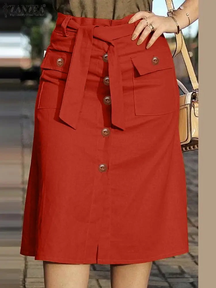 Cargo Elegant High Waist Saias Skirt