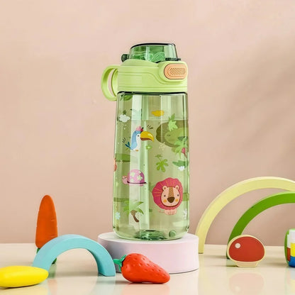 550ml Kids Cartoon Animal Water Bottle with Safety Lock