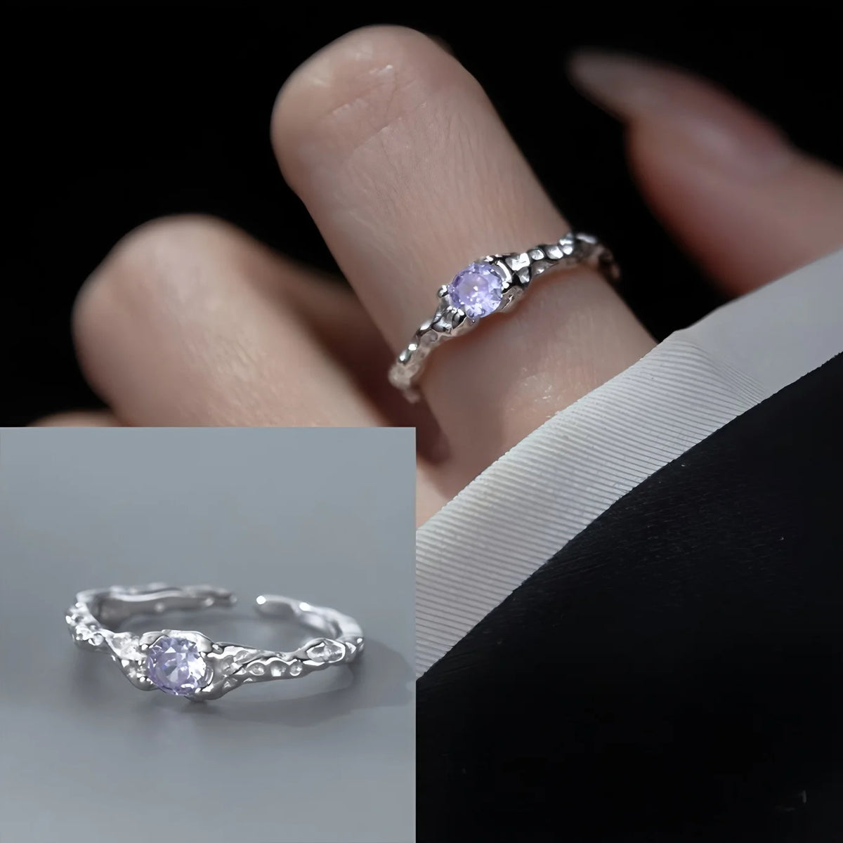 925 Sterling Silver Retro Geometric Asymmetric Rings
