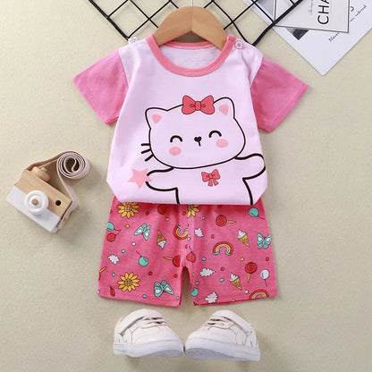 Baby Girl Outfit Set Short Sleeve T-shirt