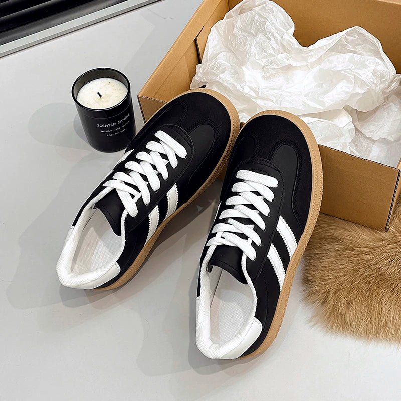 Casual Lace Up Flats Tennis  Walking Sneakers