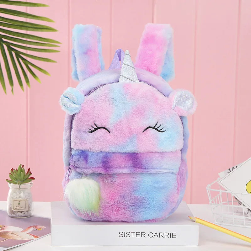 Cartoon School Book Bag Cute 3D Fur Backpacks