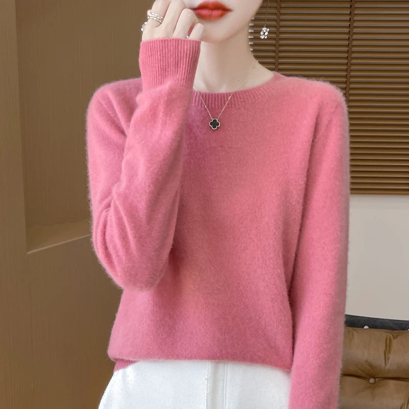 Wool Cashmere Pullover O-Neck Long Sleeve