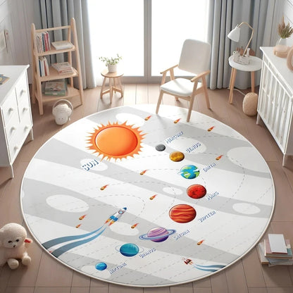 Planets Astronauts Playmat Round Rug  Living Room Decor Sofa Rug