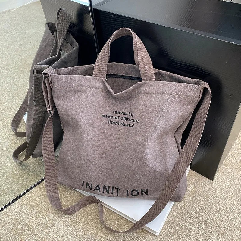 Japanese canvas washed thickened handbags large-capacity bags