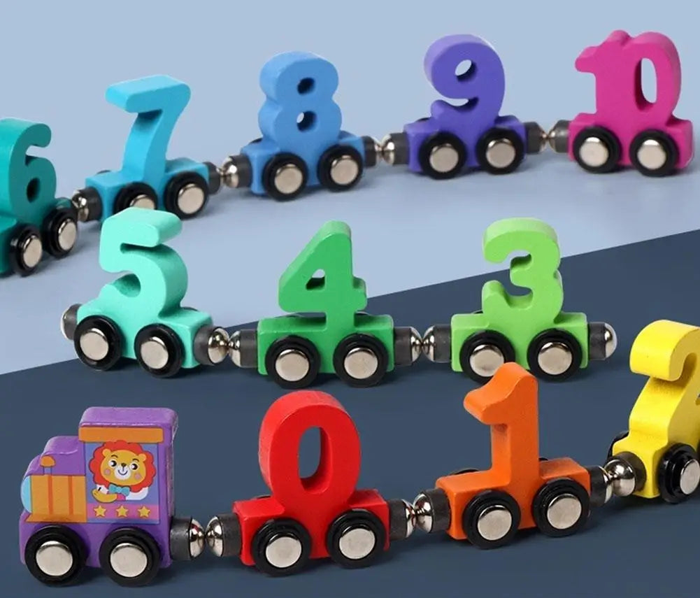 Wooden Magnetic Number Train Montessori Educational Toy For Toddlers