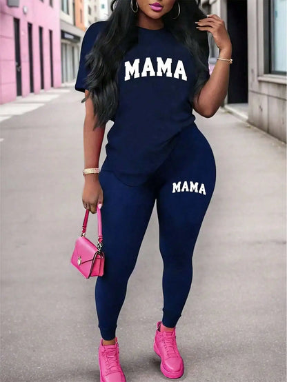 New Paris Printed Two-Piece Casual Short-Sleeved Round Neck T-Shirt Set