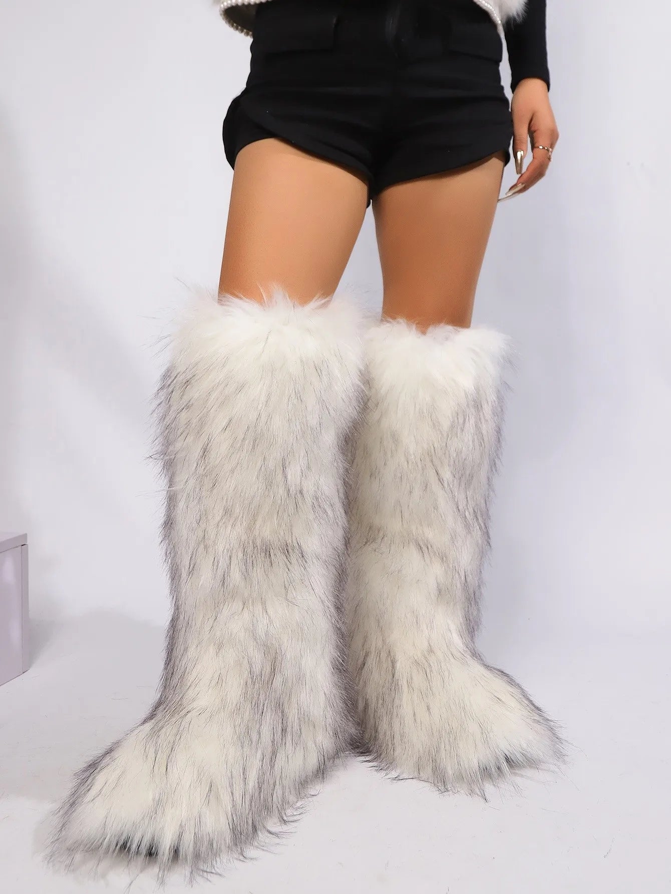Thigh High Fluffy Furry Faux Fox Boots