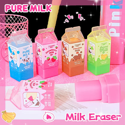 Kawaii Milk Carton Rubber Erasers cute stationery