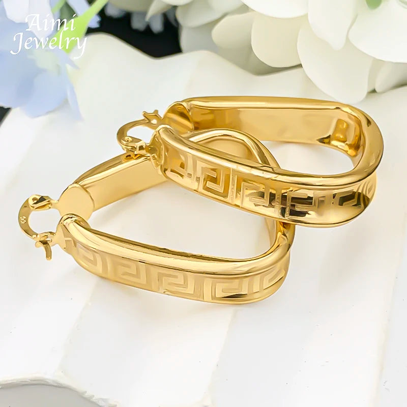 18K Gold Plated Hoop Copper Hook Drop Earrings
