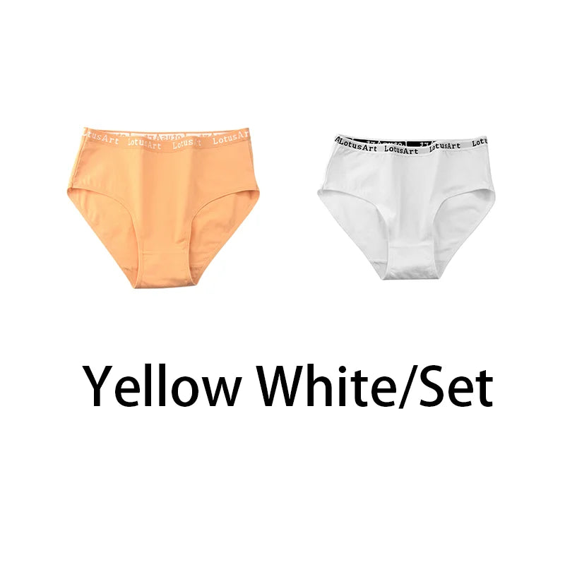 2PCS/Set Cotton Solid Panties Sexy Plus Size Lingerie