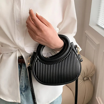 Chic Stripe Crossbody Elegant Synthetic Leather Handbag