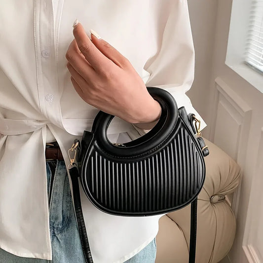 Chic Stripe Crossbody Elegant Synthetic Leather Handbag