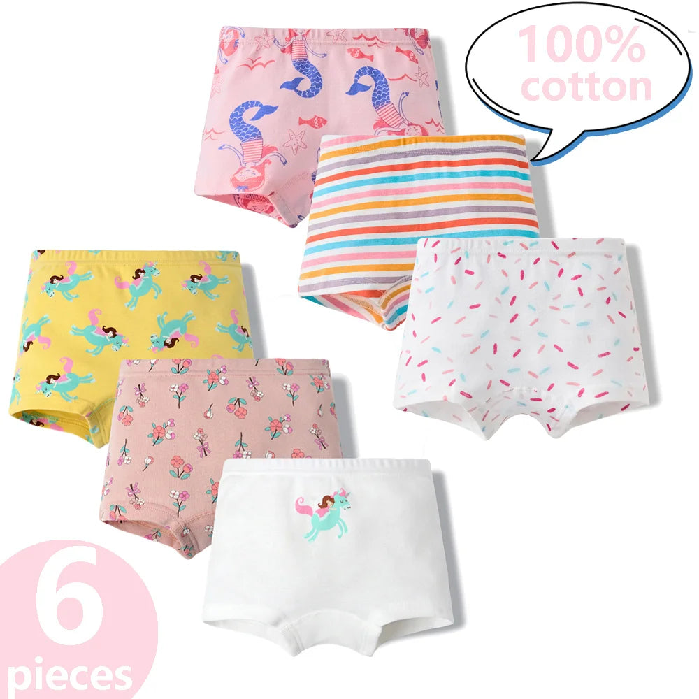 3/6 Pcs 100% Cotton Pretty Cartoon Boxer Set