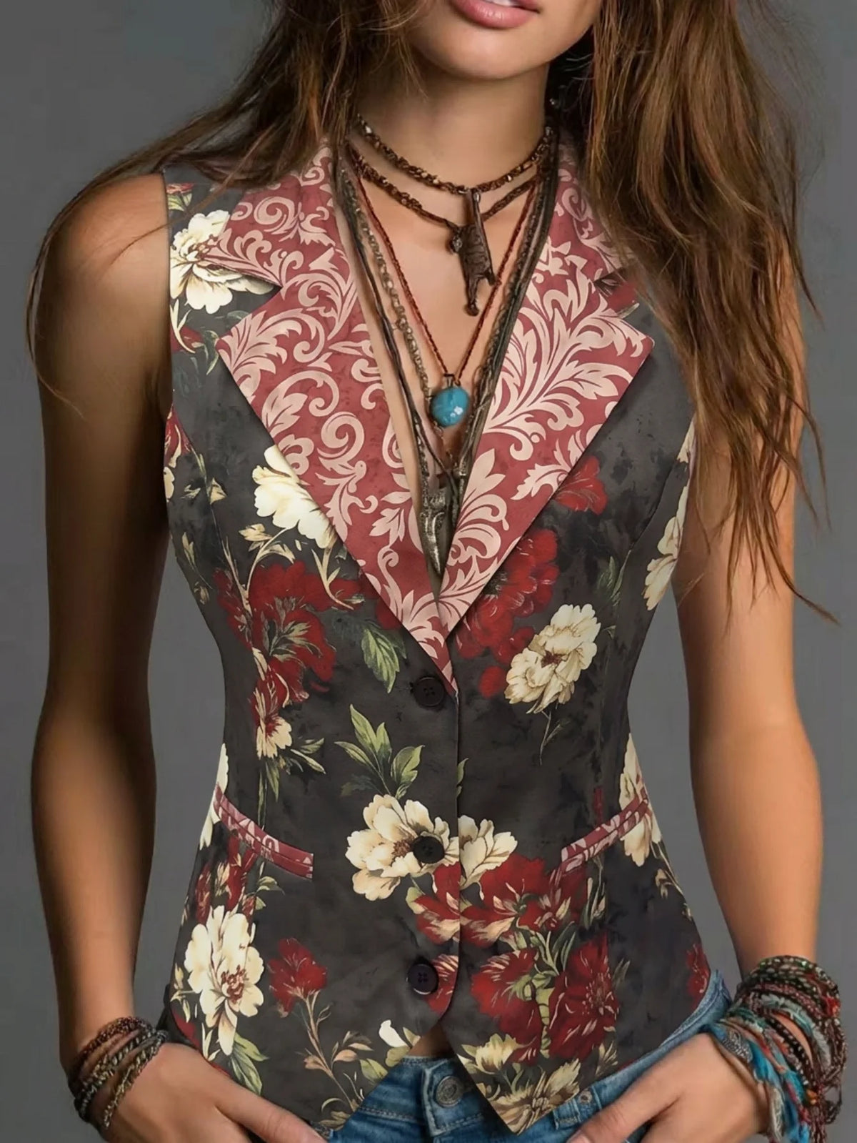Elegant Spring Summer Autumn Stylish Lapel Sleeveless Vest