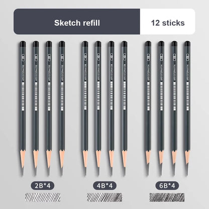2H HB B 2B 3B 4B 5B 6B 7B 8B 12B 14B Sketch Drawing Graphite Charcoal Pencils Set