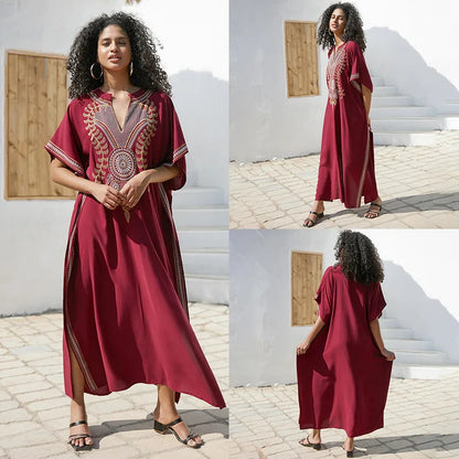 Swimsuit Cover Ups Short Sleeve Cover Up Kaftan Dresses